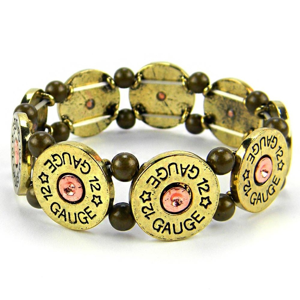 Brass 12 Gauge Bullet Stretch bracelet